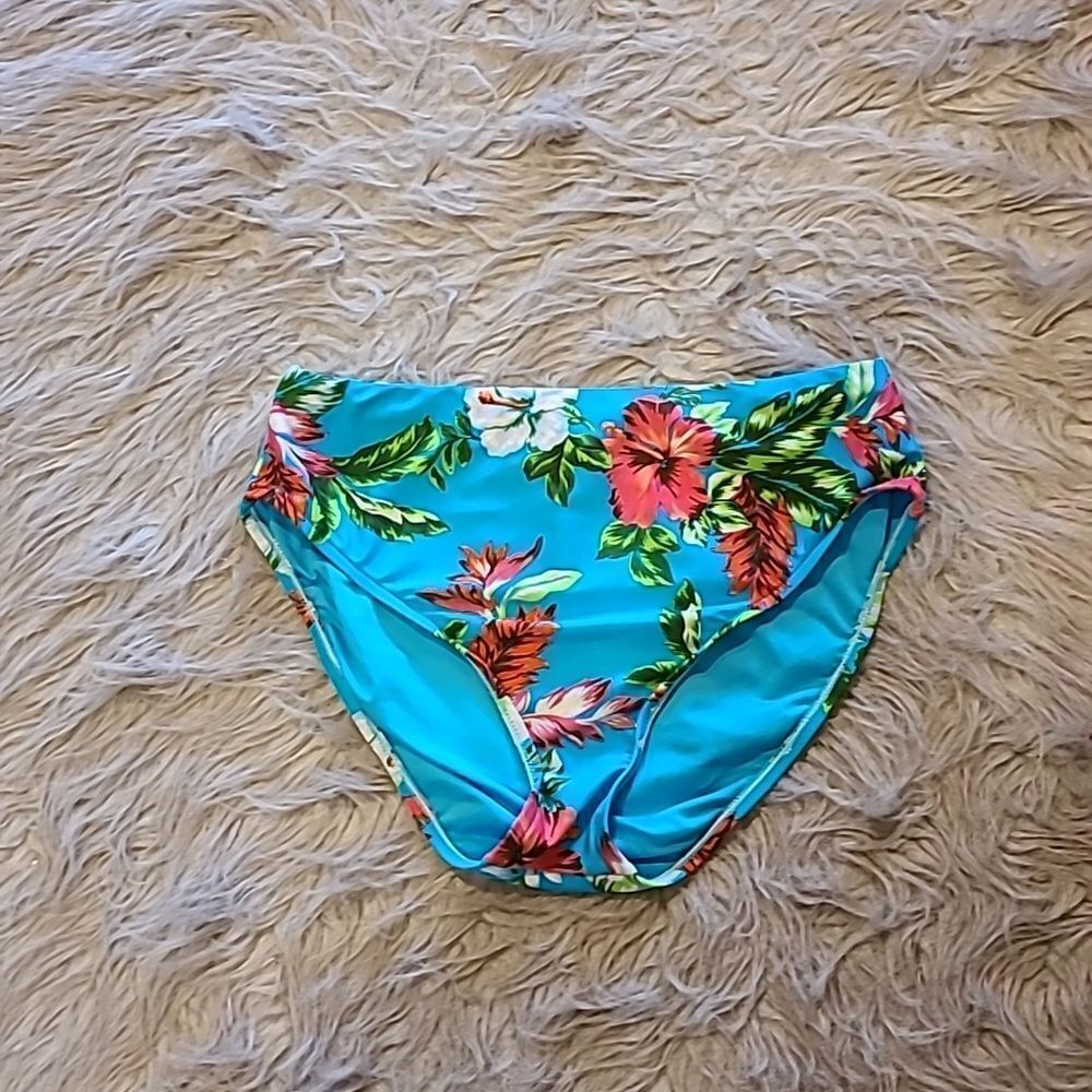 Sunsets womens tropical teal floral print‎ swimsuit bottoms size medium